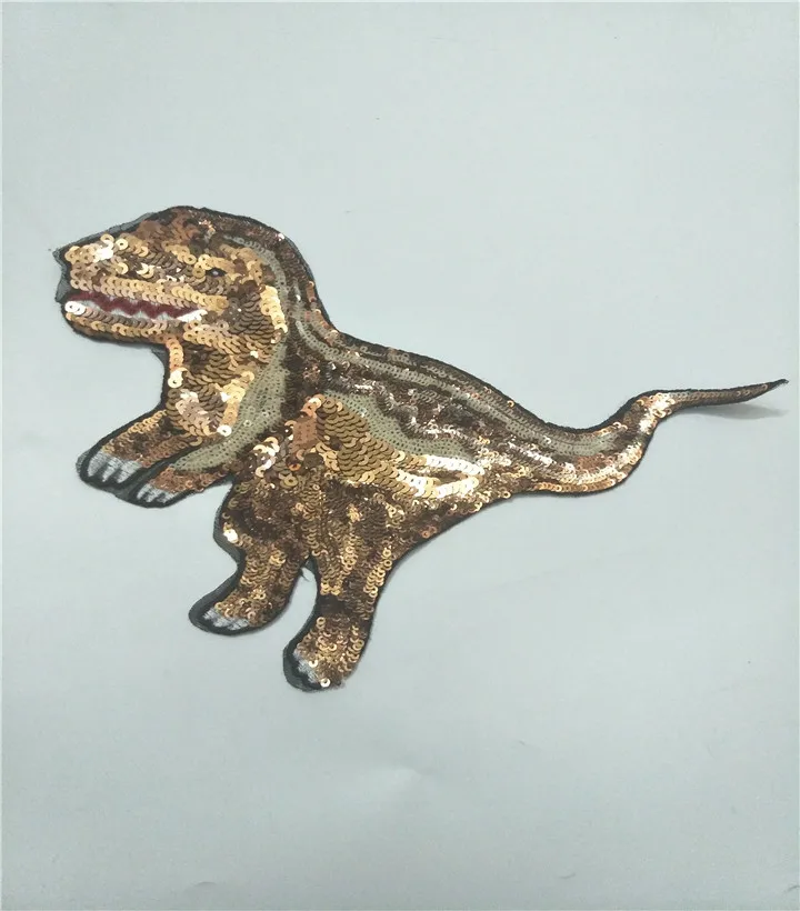 Golddinosaur Paillettes Patch Per Abbigliamento Adesivi Vestiti Cucire Parches Bordados Para Ropa Toppe Per Vestiti