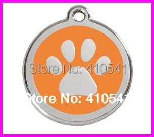 Paw форме dog теги для домашних животных 25*25 мм круглый диск id метки сплав pet id метки Подвеска лапу печати pet tag