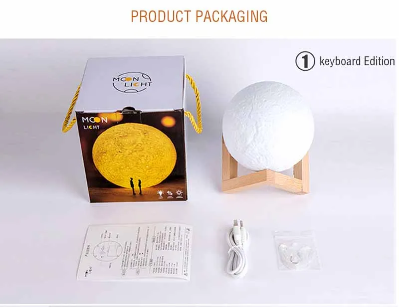 3D печатных луна лампа светильник Перезаряжаемые со встроенным Bluetooth Динамик 3/7 видов цветов светодиодный Ночной светильник с регулируемой яркостью, романтический подарок декор