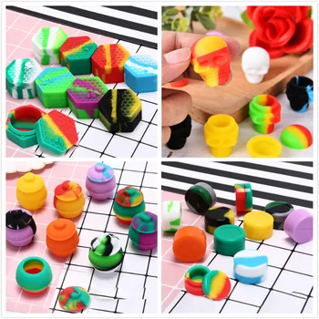 

4 Styles Skull Silicone Container Big Hexagon Silicone Jar For Oil Wax Dab Cigarette Cream Easy To Hold Carry 3ml/5ml/26ml/35ml