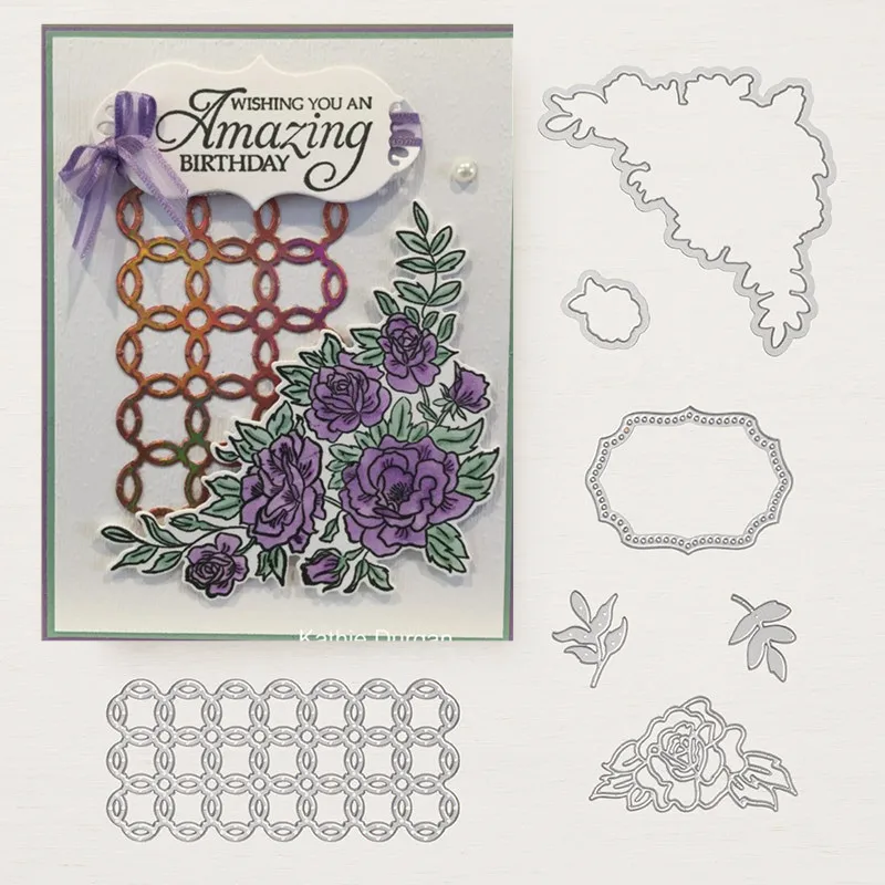 

7PCS Climbing Roses Metal Cutting Dies Stamp Stencil for DIY Scrapbooking Photo Album Embossing Decorative Craft Die