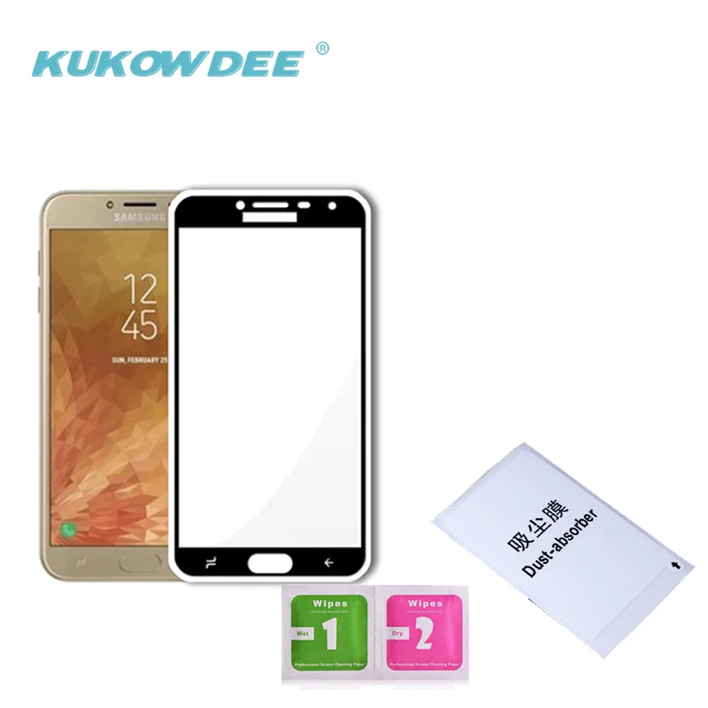 

3D Front Glass Protector For Samsung Galaxy J4 J6 J8 + 2018 Tempered Glass Black With Plastic Plate