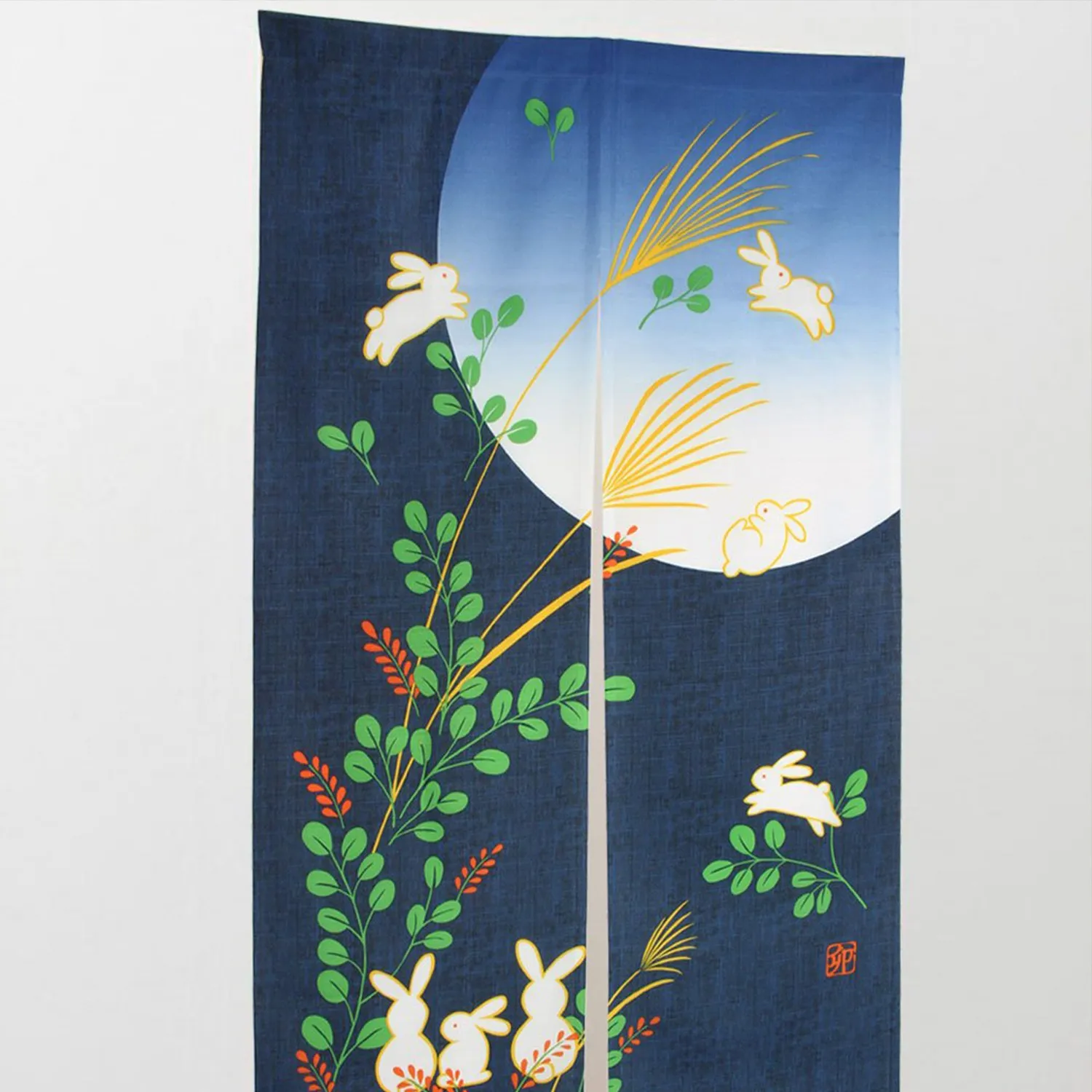 Японский дверной занавес Норен Кролик под луной для украшения дома 85X150 см
