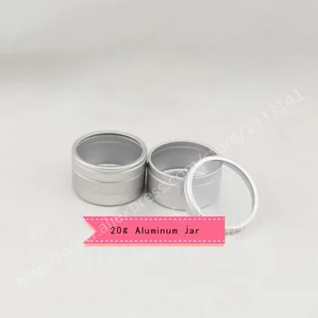 

1000pcs/lot 20G Aluminum Jar With A Window, 20cc metal Cosmetic Packaging Container 2/3oz professional cosmetics container