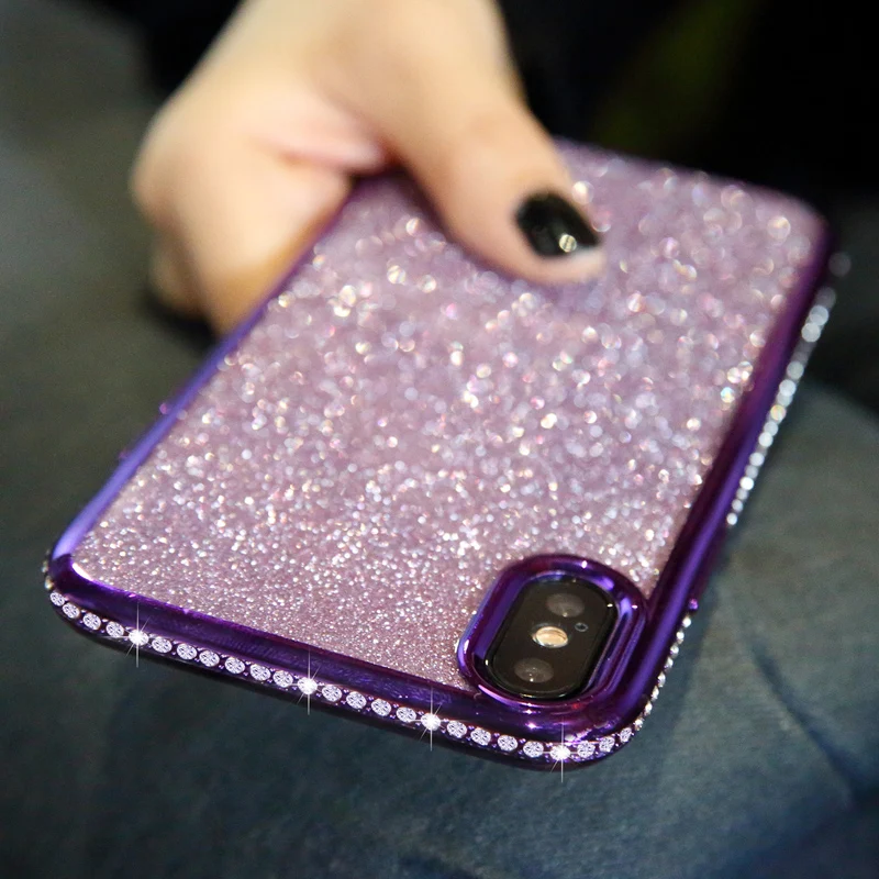 

Case for Apple iphone XS MAX XR 10 X 7 8 Plus 6 S 6s Soft Silicone TPU Diamond Sexy Girl Protector Back Cover Rhinestone Glitter