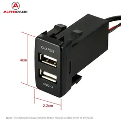 Горячая Продажа Автомобилей 5 В 2.1A Интерфейс USB Гнездо Зарядное Устройство + USB Аудио Вход Разъем для TOYOTA VIGO Автомобиля Развлечения гнездо