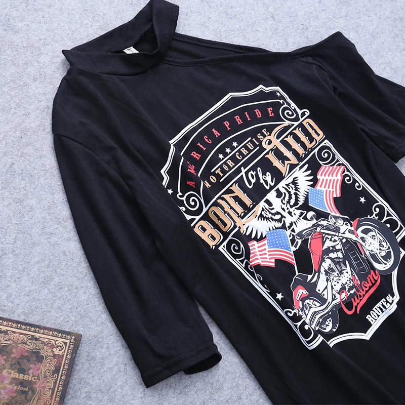 Camiseta De Manga Corta Punk Rock Para Mujer Con Estampado D Camiseta De Manga Corta Punk Rock Para Mujer Con Estampado D