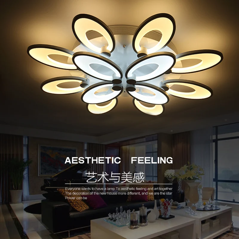 Dimming+Remote control living study room bedroom modern led chandelier white color surface mounted led chandelier fixtures