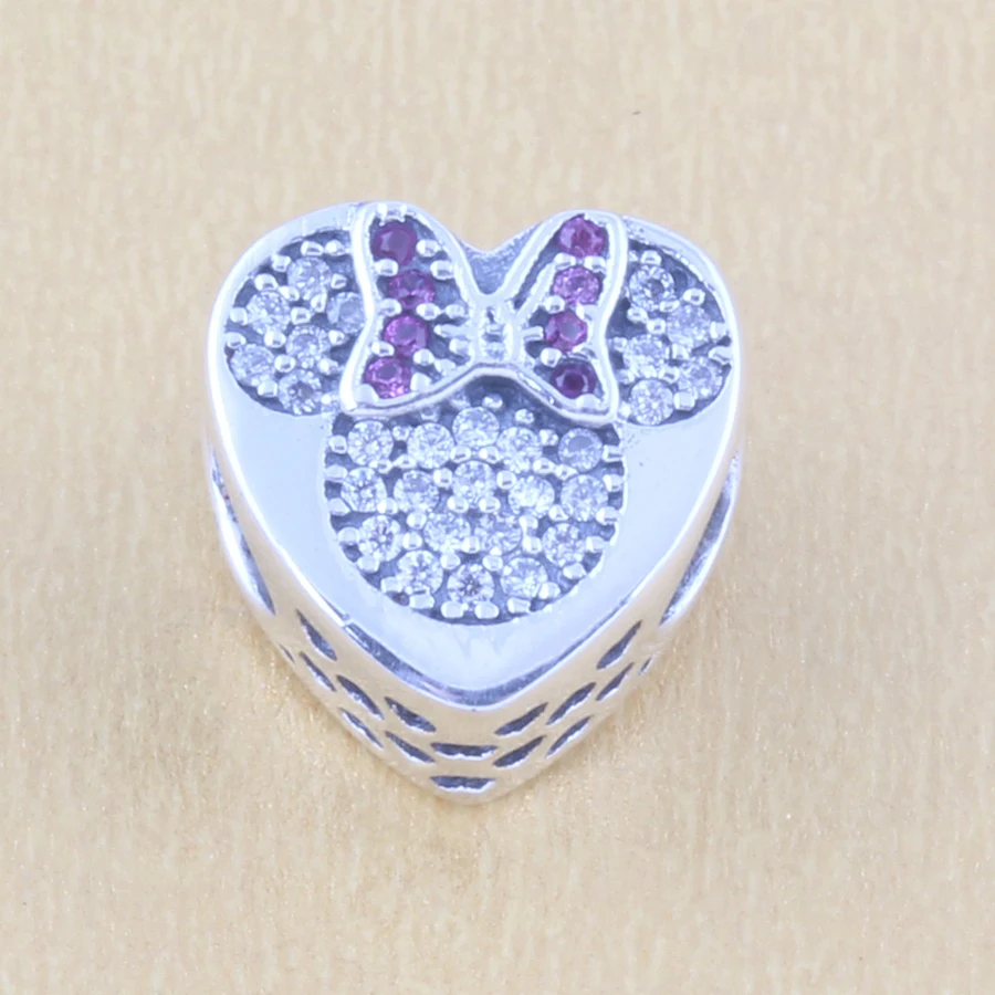 

ZMZY Original 925 Sterling Silver Hollow Love Heart Mikey Charm Beads Fit pandora Bracelets DIY For Women Jewelry