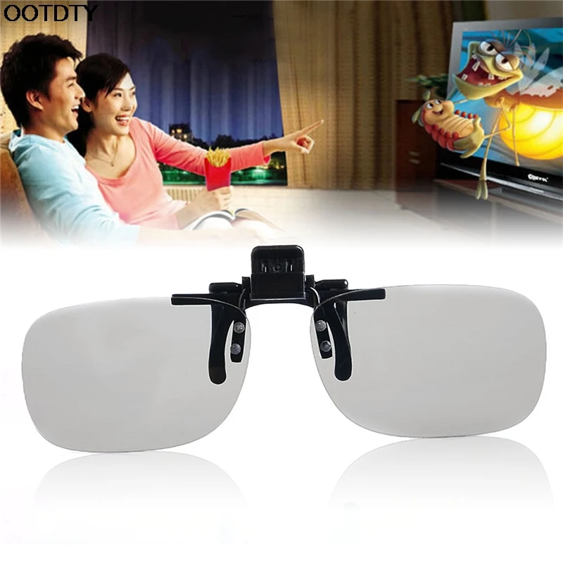 1X Clip On 3D Glasses Circular Polarized Eye Lens Home TV Cinema Movie Film Imax