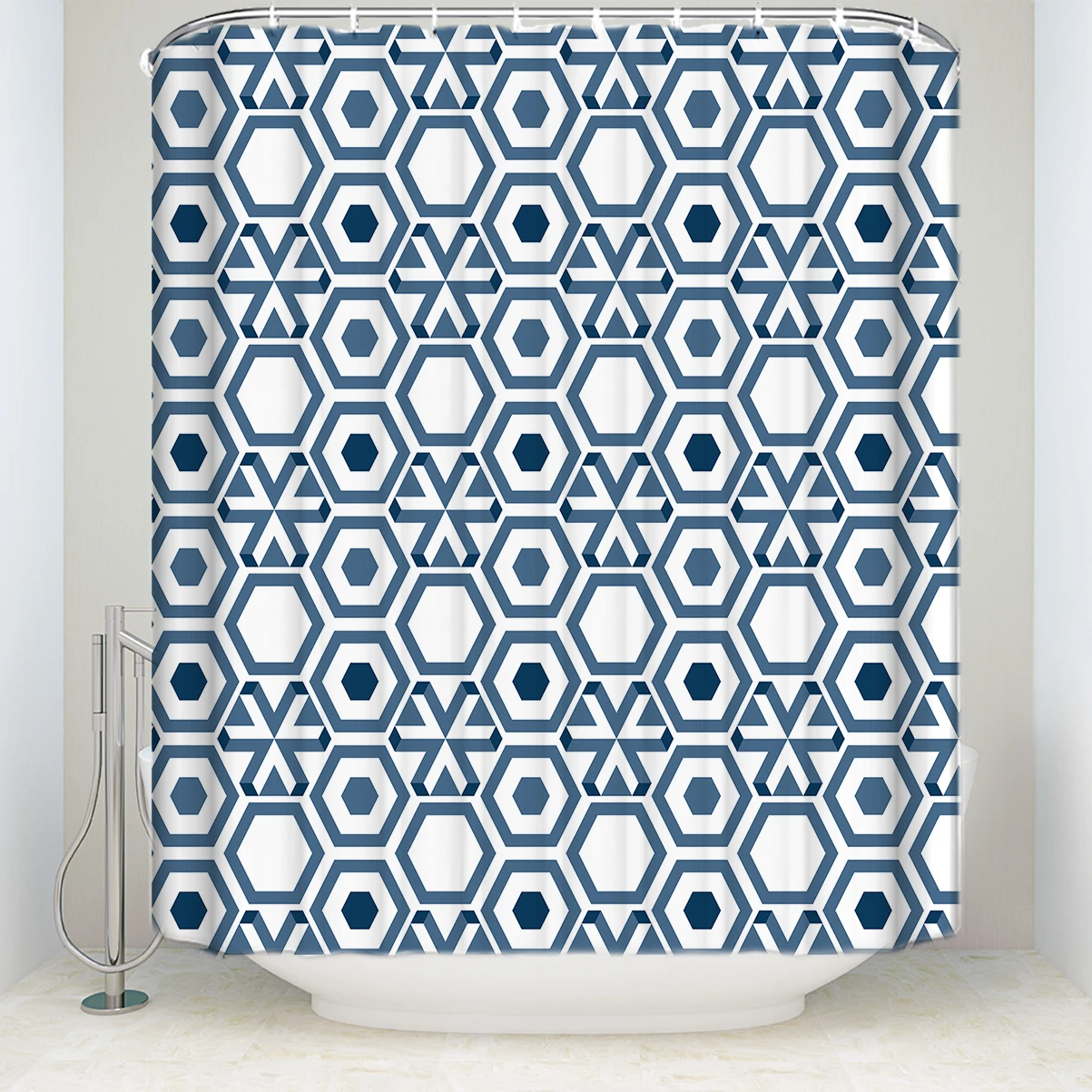 Buy New Waterproof Moroccan Hexagon Shower Curtain