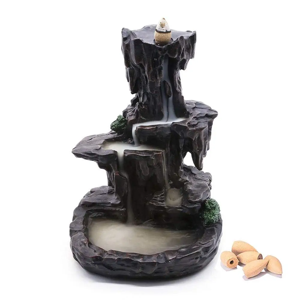 Смола водопад курильница для благовоний горелки благовония r держатель домашний декор ароматерапия, орнамент горный поток обратного