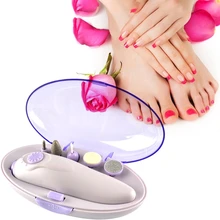 Portable Electric Nail Salon Manicure Pedicure Nail Drill Cordless Polish Machine Nail Care Art with 5 Interchangeable Heads