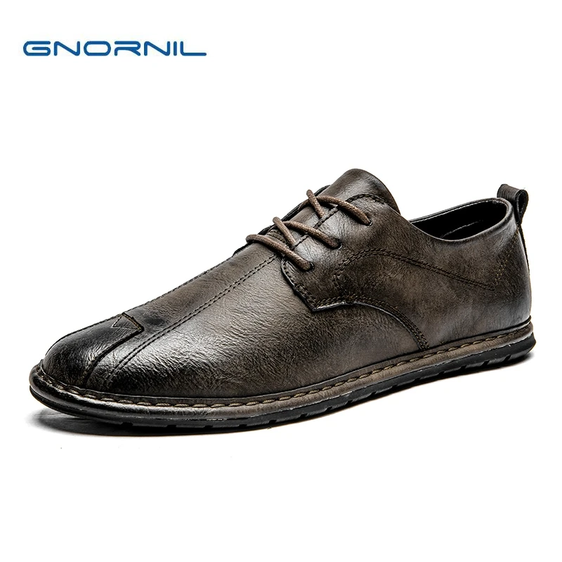 GNORNIL/2019 г. Весенняя модная мужская обувь из натуральной кожи мягкая подошва