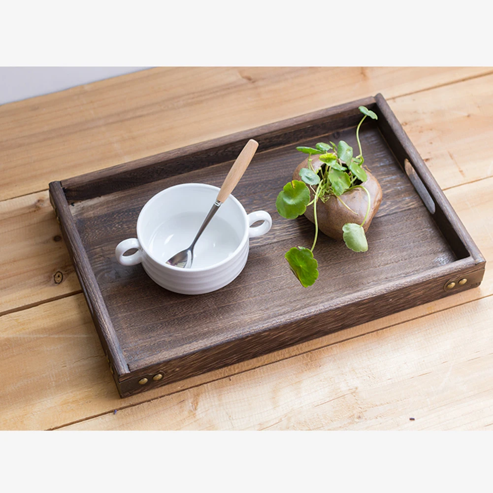 Прямоугольный Обеденный десерт поставщиков твердой древесины посуда ретро для хранения завтрака чай еда отель домашняя сервировка поднос для снэков