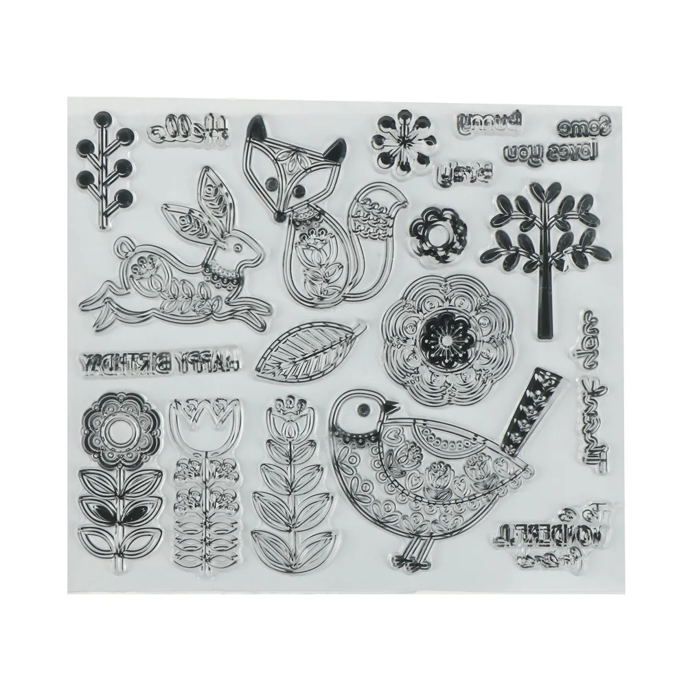 

Transparent Fox/rabbit/flower Clear Stamps For DIY Scrapbooking/Card Making Kids Christmas Fun Decoration Supplies