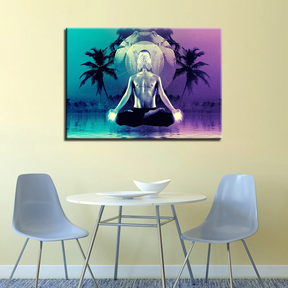 

Modern Canvas HD Prints Pictures Wall Art 1 Pieces Buddha Art Yoga Painting Tree Abstract Meditation Poster Home Decor No Framed