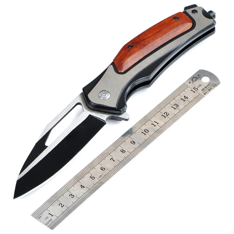

Hunting Knife Folding Stainless Steel Blade Wood Handle Army Tactical Knife Outdoor Camping Hand Tool Pocket Survival Knives