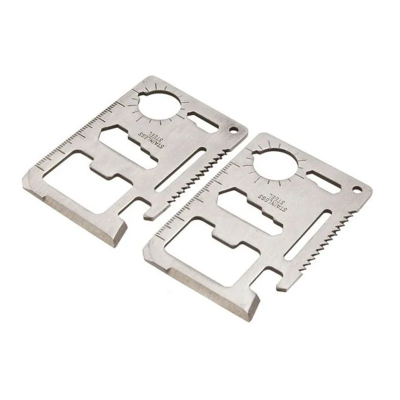 11 En 1 Mini portátil de acero inoxidable tarjeta herramienta táctica deportes al aire libre Camping auto-defensa DE EMERGENCIA equipo de supervivencia