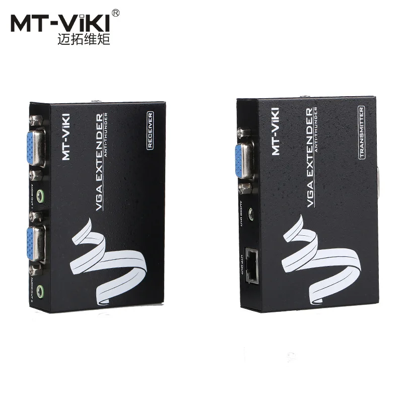 

MT-200T 00mt VGA Extender HD vga Video 3.5mm Audio Repeater Extender over UTP by RJ45 CAT 5e / 6 LAN Cable Adapter