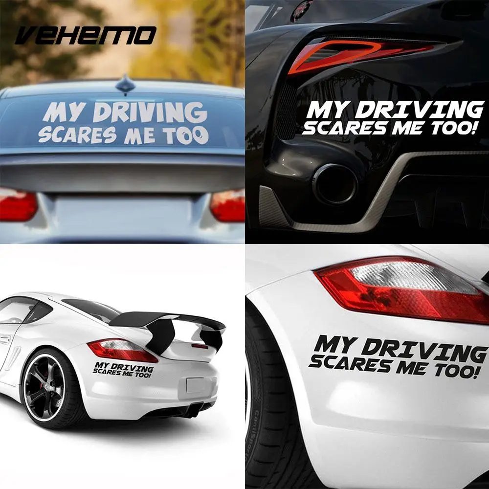 

Vehemo MY DRIVING SCARES ME TOO Sticker Car Decal Sticker Word Car Sticker 20*6cm Car Decoration Personality Emblem Tail