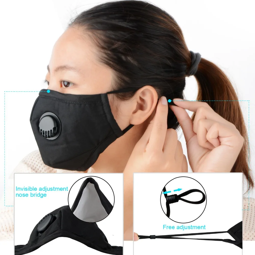 Хлопок PM2.5 анти Дымчатая Маска дыхательный клапан Анти-пыль маска фильтр с активированным углем респиратор рот Муфельная маска лицо с 10 Filte