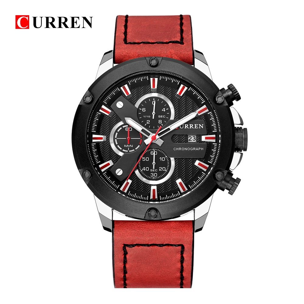 

Mens Watches Top Luxury Brand Men Leather Sports Watches Men's Quartz LED Digital Clock Waterproof Military Wrist Watch 8308