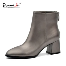 Donna in 2017 Classic elegant Ankle Boots round Toe thick font b heels b font women