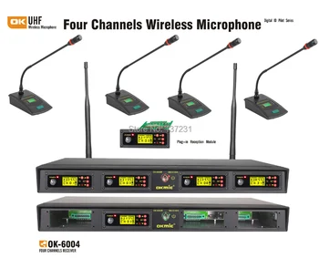 

New High quality OKMIC 4 channels gooseneck wireless conference microphone system Digital ID Pilot UHF frequency 740-790MHz