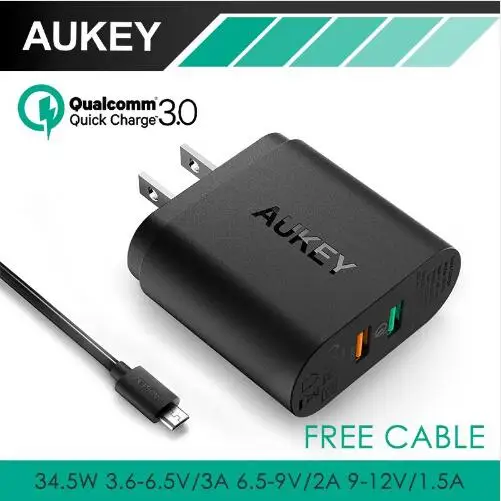 Aukey qualcomm szybkie ładowanie usb ściany ładowarka 34.5 w Aukey qualcomm szybkie ładowanie usb ściany ładowarka 34.5 w