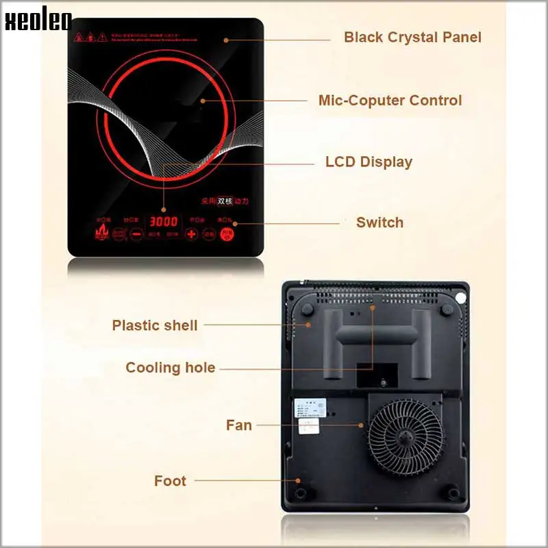 XEOLEO Induction Touchpad Heating Kitchen Cooker with Timing/ Reservation Household Electromagnetic Furnace Home Appliance 3000W