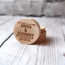 Пользовательские Сельский Обручальное кольцо Box, персонализированные обручальное кольцо предъявителя кольцо держатель Box Обручение кольцо Box, свадьба Рустик