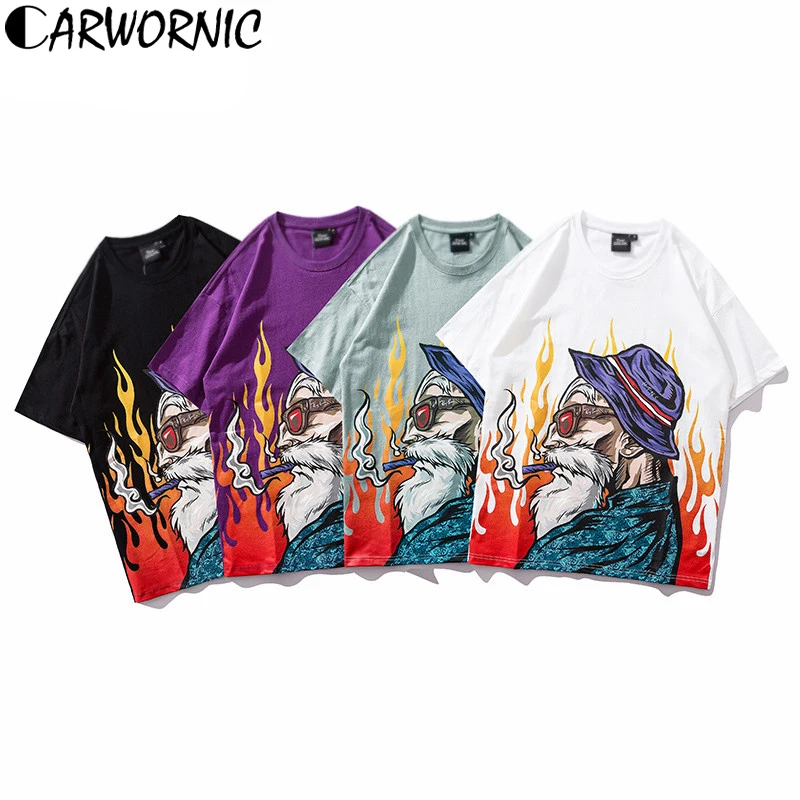 CARWORNIC мультфильм Dragon Ball Футболка мужская хип хоп японский Харадзюку Стиль Мастер