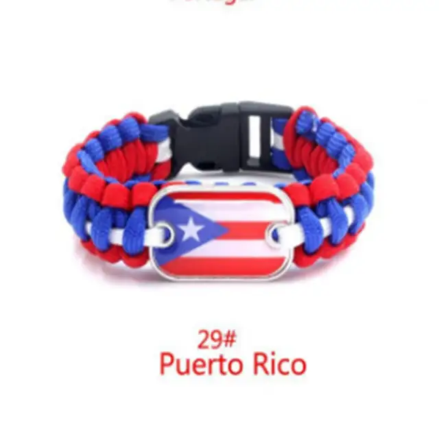 Puerto Rico Flag Paracord Survival Bracelets Bangles Friendship