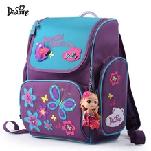 2018 New Delune Orthopedic School Bags for Girls Kids Bag Children 3D Cute Bear Flower Pattern School Backpack Mochila Infantil 
