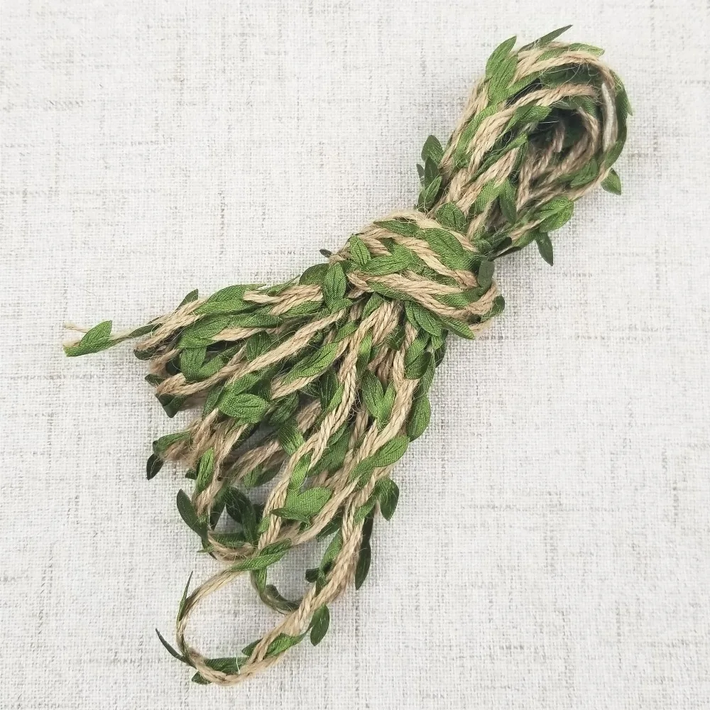 5 м имитация зеленых листьев плетение пеньковая веревка DIY Свадьба День рождения свадебное украшение из ротанга подарочная упаковка букета веревка