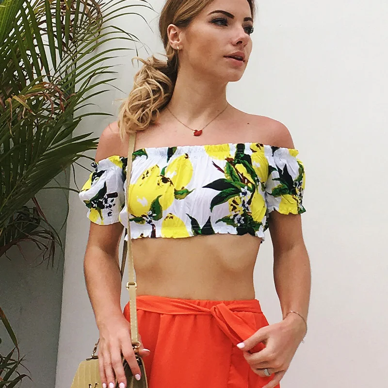  Flora Slim Crop Top Party Beach Cropped 