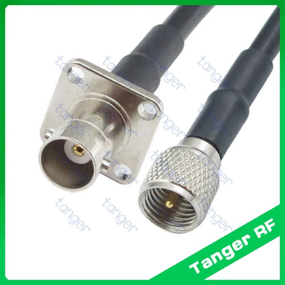 

Hot Selling Tanger BNC female jack 4four hole panel to Mini UHF male plug PL259 RF RG58 Pigtail Jumper Coaxial Cable 3feet 100cm