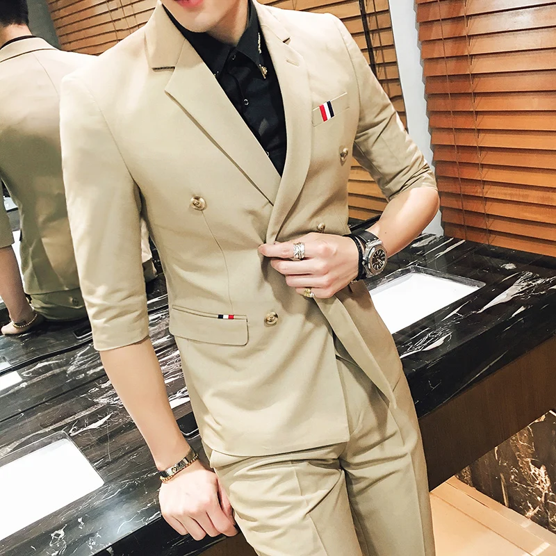 Костюм Homme Mariage 2019 голубые двубортные костюмы белые мужские свадебные s