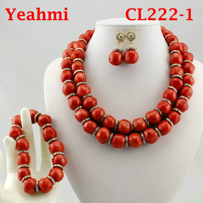 Coral Bead Necklace Jewelry Set Nigerian Coral Bridal Jewelry Sets for