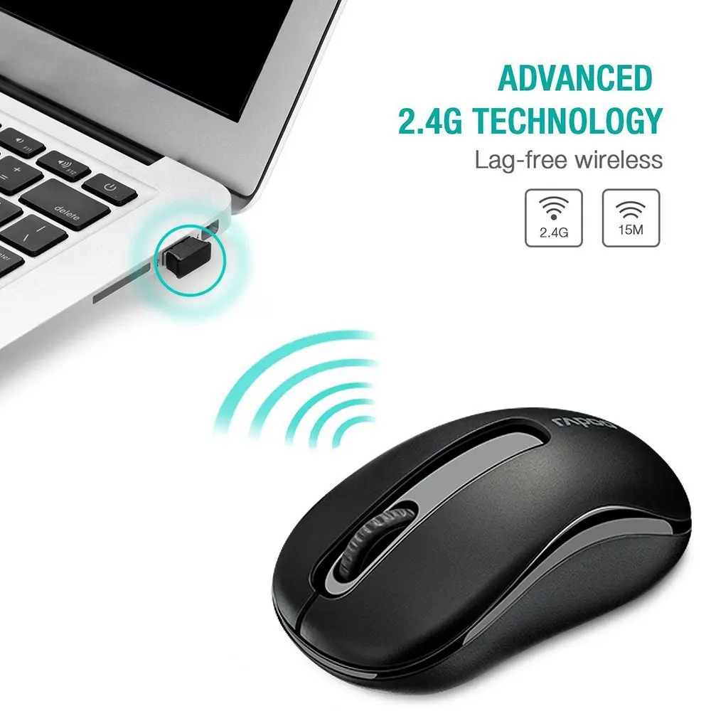 Original rapoo 2 4g mini optical wireless mouse reliable 1000dpi mice