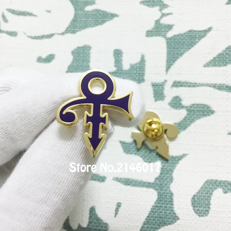 

1pc Purple White Musician Hard Enamel Pins and Brooch 27mm Prince Love Symbol Lapel Pin Popular Metal Craft Badge