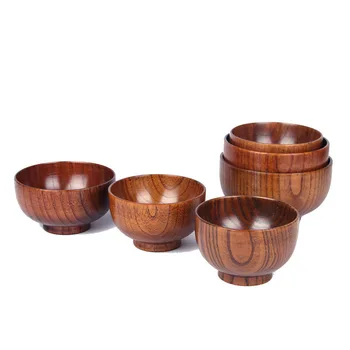 

Log round striped wooden bowl