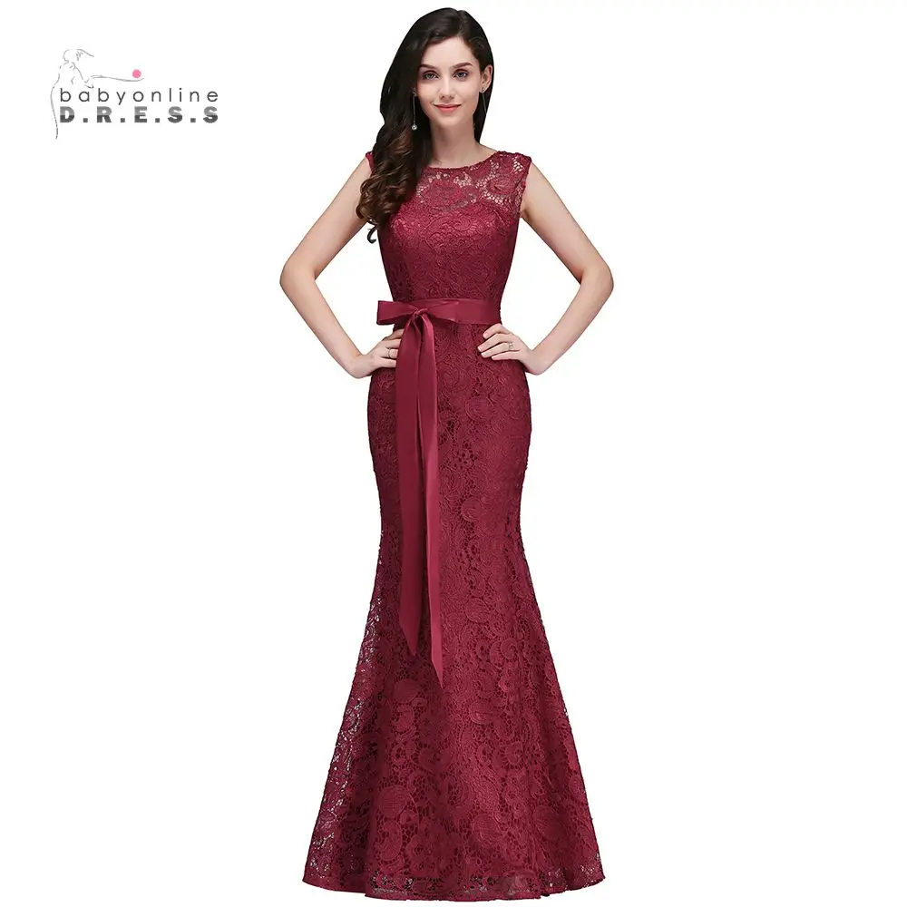 Vestido de festa вечернее платье с юбкой-годе бордовый Бледно-розовый кружевное платье подружки невесты вечернее платье для выпускного вечера вечерние халаты с поясом - Цвет: burgundy