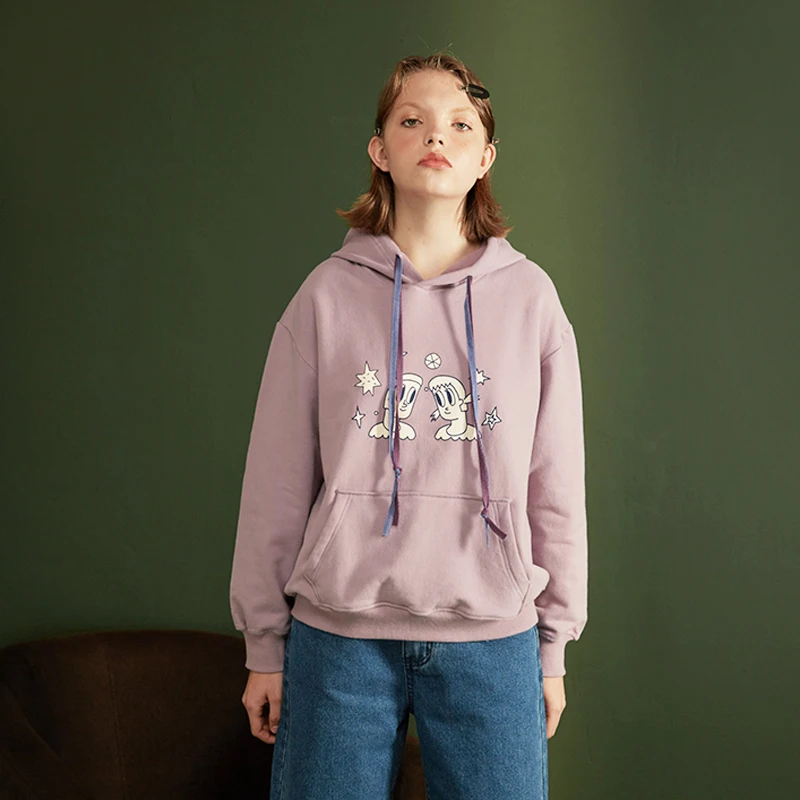 

Spring Casual Hoodies Women Hooded Pullover Tops Cartoon Printed Female Cotton Sweatshirts 2018 New Design Autumn Female Preppy