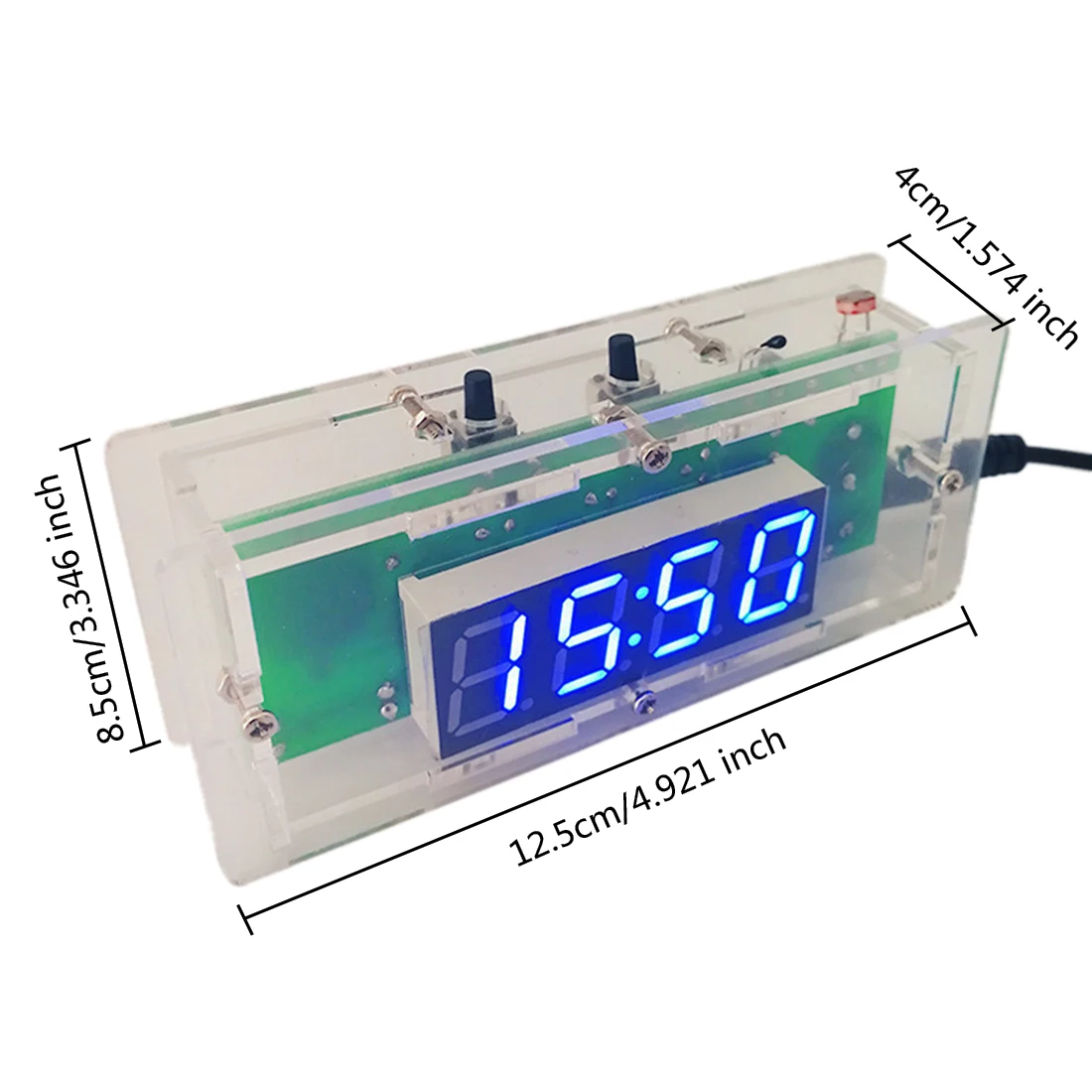 

Free Shipping Compact DIY Digital LED Clock Kit 4-digit Light Control Temperature Date Time Display W/ Transparent Case