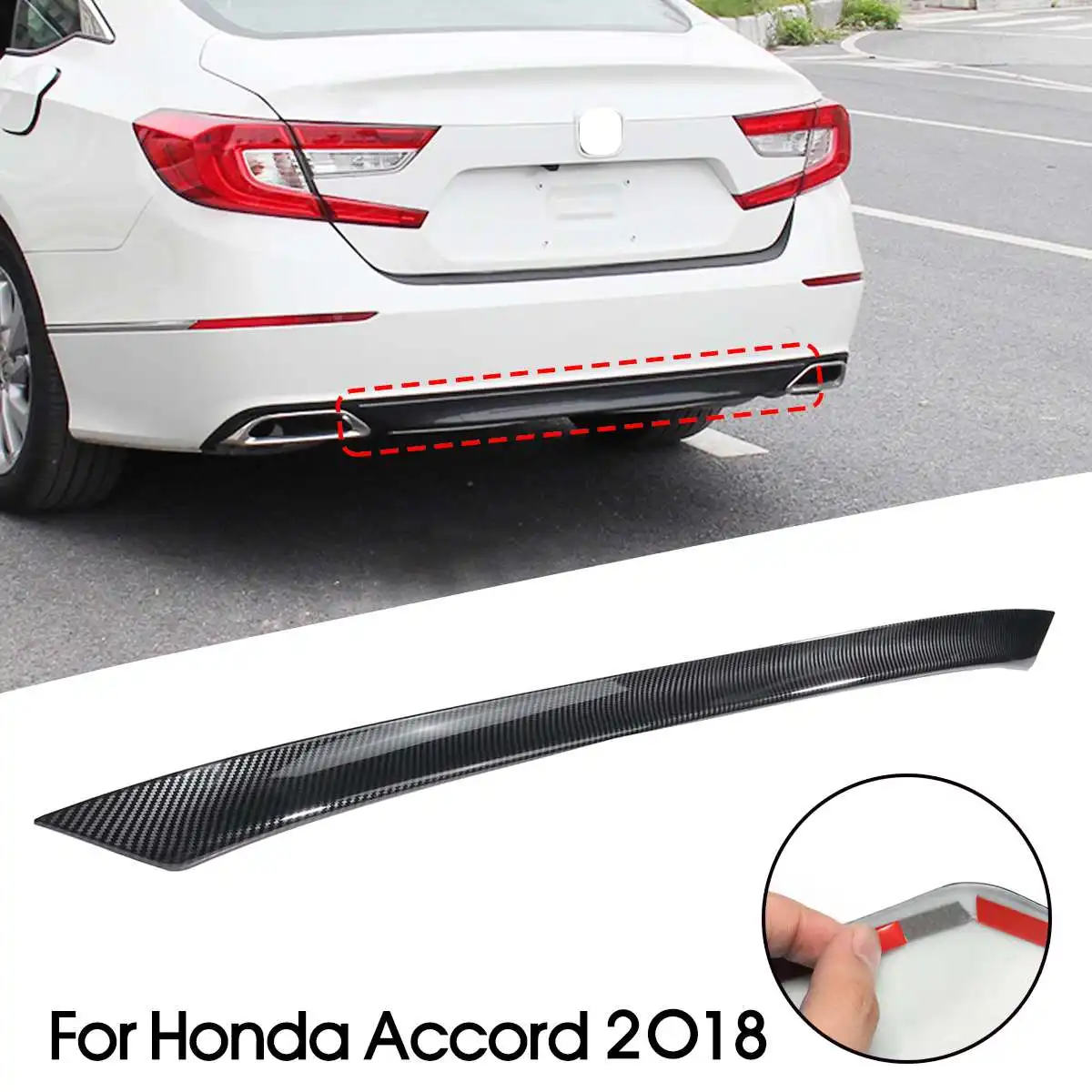 Carbon Fiber Rear Bumper Chin Lip Cover Wing Diffuser For Honda Accord 2018