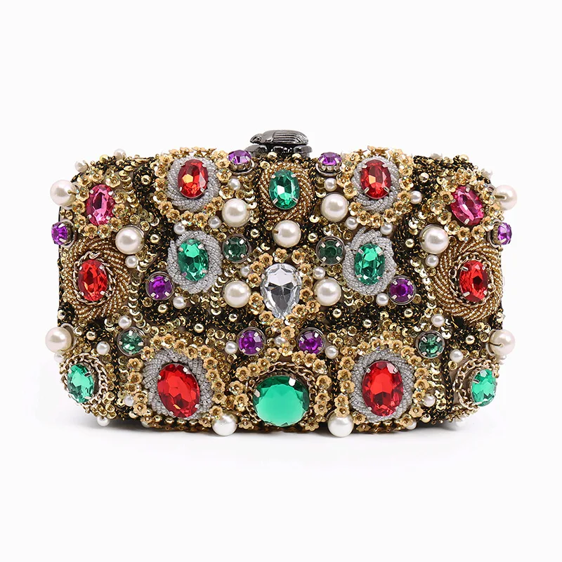 Women's Elegant Day Clutch In Baroco Style, Beautiful Handbag with Detachable Chain, Messenger Bag Women's Elegant Day Clutch In Baroco Style, Beautiful Handbag with Detachable Chain, Messenger Bag