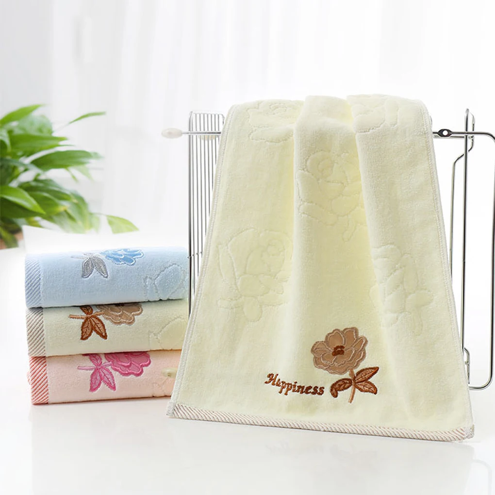 76cmX 34cm Embroidery Rose Flower Print Face Towel Cotton Body Cloth