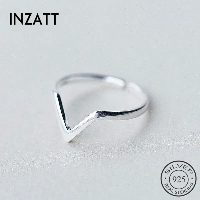 

INZATT MInimalist Geometric Personality Letter V Adjustable Ring 925 Sterling Silver Fashion Jewelry For Women birthday Party